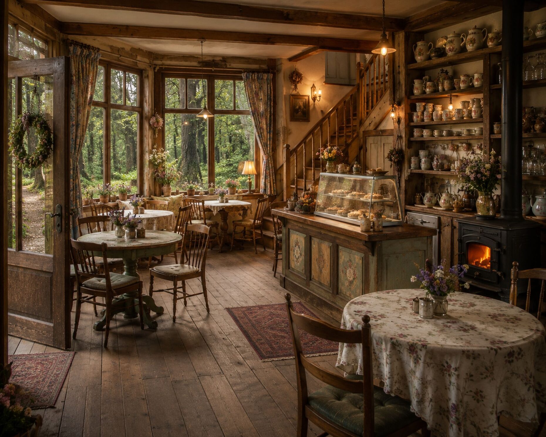 Das Cafe am Rande des dunklen Waldes innen